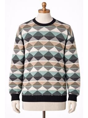 Coogi | Knit Sweater Black Green White Triangle Print Large